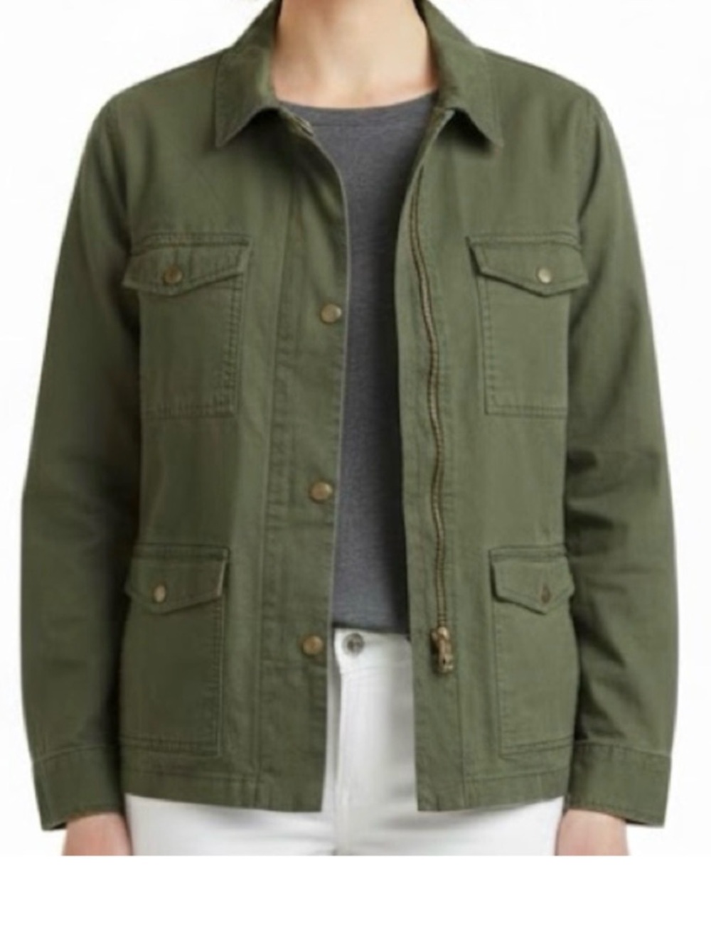 Lucky Brand Military Style Green Zip/Button Down Jacket (NWT) (Size: Medium)